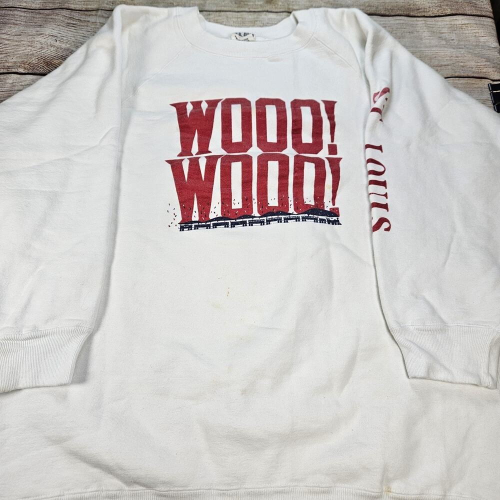 Vintage Wooo! Wooo! St. Louis Crewneck Sweatshirt Silk Road Size XL Stained